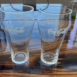 Vintage Coca Cola “Enjoy Coke” Clear Bell Shaped Drinking Glasses (Set of 2)